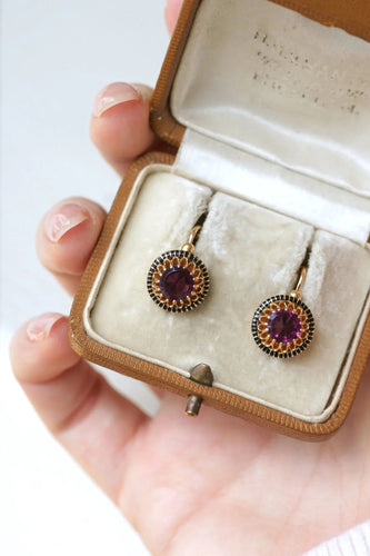 Boucles d'oreilles Boucles d'Oreilles, Email et Grenats 58 Facettes