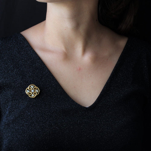 Broche Broche or perles fines et diamants 58 Facettes 14-220