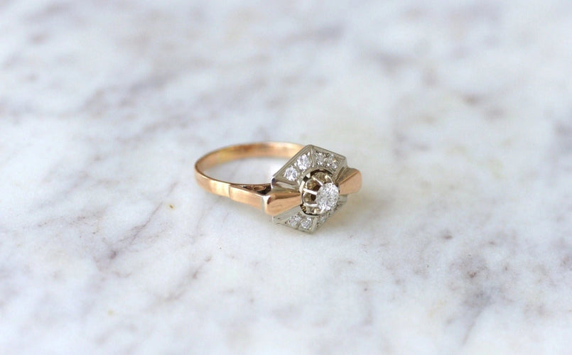 Bague Bague Art Déco deux ors et diamants 58 Facettes