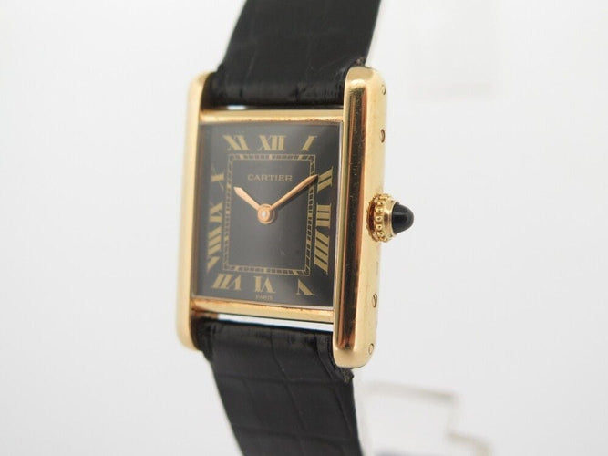 Montre vintage montre CARTIER tank pm 27 mm mecanique en or jaune 18k 58 Facettes 253144
