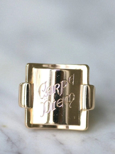 Bague Bague chevalière Carpe Diem Tank or rose 58 Facettes