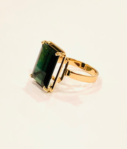 Bague Bague tourmaline verte en or jaune 58 Facettes