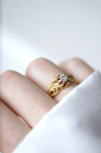 Bague Bague jonc diamant volutes or jaune 58 Facettes