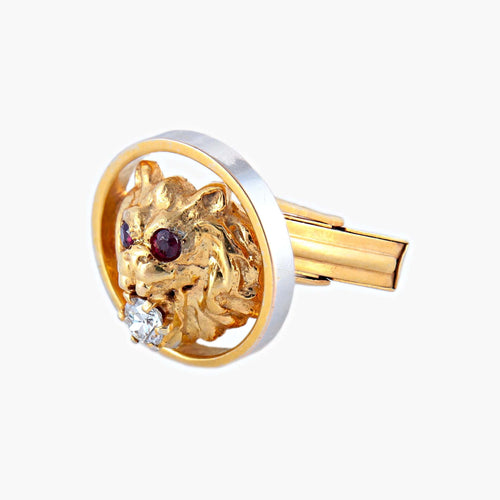 Boutons de manchette Or Jaune / Diamants BOUTONS DE MANCHETTES "LION" OR/DIAMANTS & RUBIS 58 Facettes BO/220050 NSS