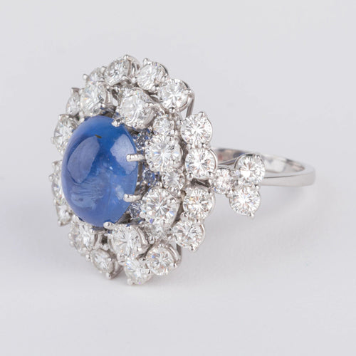 Bague Bague cocktail en diamants et saphir cabochon 58 Facettes