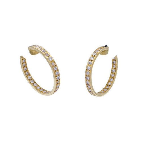 Boucles d'oreilles Créoles en or jaune et diamants. 58 Facettes 32410