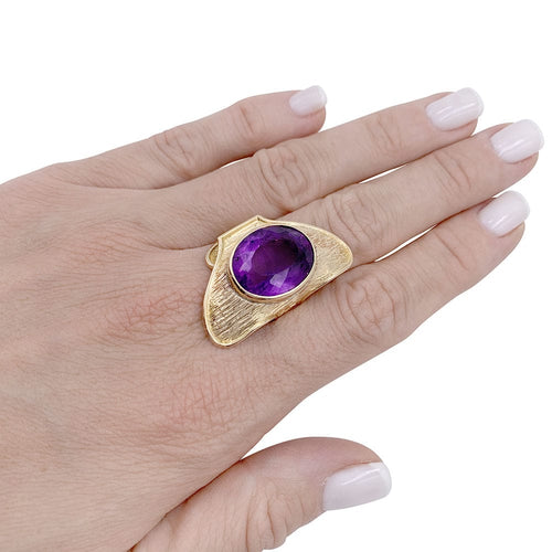 Bague 53 Bague or jaune et améthyste. 58 Facettes 32360