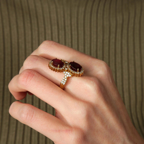 Bague BAGUE TOI & MOI OR, RUBIS & DIAMANTS 58 Facettes BO/220084