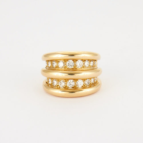 Bague 51 OJ PERRIN - Bague Large double ligne Diamants 58 Facettes