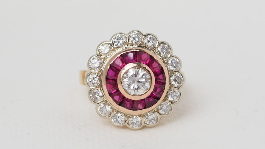 Bague 54 Bague entourage Rubis Diamants 58 Facettes 32432