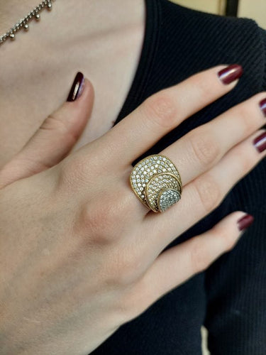 Bague 54 BAGUE PÉTALES DIAMANTÉES OR JAUNE 58 Facettes 78141