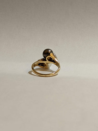 Bague Bague toi & moi en or perles et diamants 58 Facettes