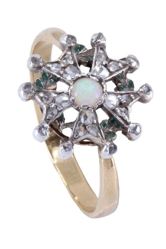 Bague 58 Bague ancienne opale et diamants 58 Facettes 082431