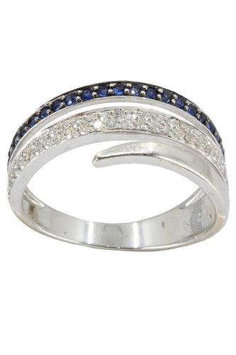 Bague BAGUE MODERNE SAPHIRS ET DIAMANTS 58 Facettes 043631