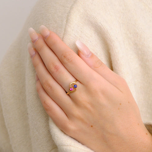 Bague 58 Bague Toi & Moi pierres rouge et bleue 58 Facettes 1