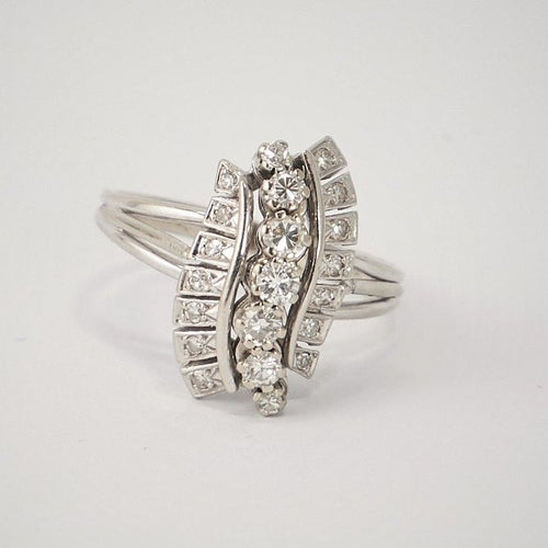 Bague Bague Or Gris Vague de Diamants 58 Facettes LOT 3685