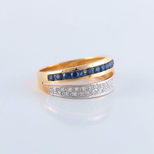 Bague 56 Bague Lignes Diamants Saphirs 58 Facettes JE124