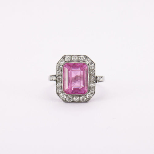 Bague 49.5 Bague Pierre rose et Diamants 58 Facettes