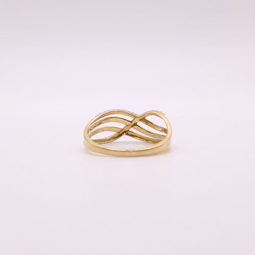 Bague Bague vintage motif croisé en or jaune 18 carats et Diamants 58 Facettes