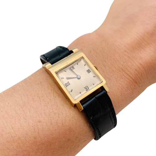 Montre Montre Hermès "Driver" en or jaune, bracelet de cuir. 58 Facettes 28950