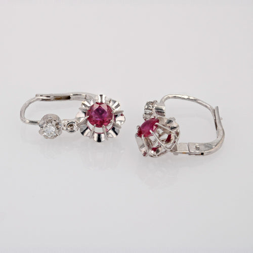 Boucles d'oreilles Boucles d'oreilles rubis diamants dormeuses 58 Facettes 23-285