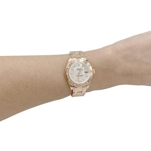 Bracelet Montre Rolex, "Pearl Master", or rose, nacre et diamants. 58 Facettes 32400
