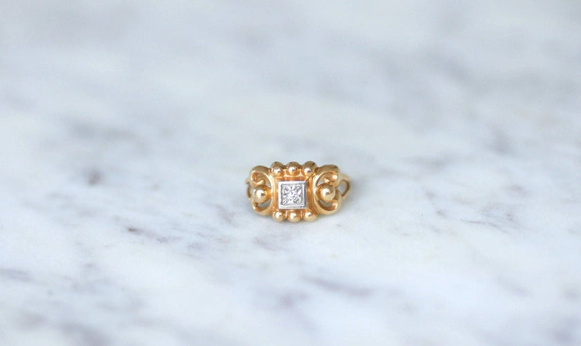 Bague Bague retro or rose et diamant 58 Facettes