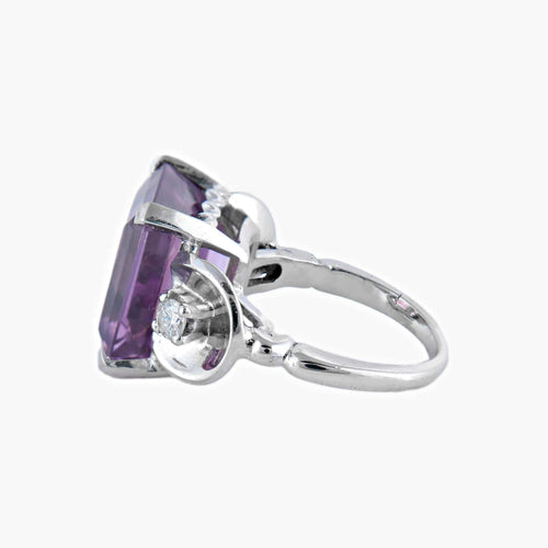 Bague 50 / Améthyste / Or Blanc BAGUE "VICTOIRE" AMETHYSTE & DIAMANTS 58 Facettes BO/220026 STA