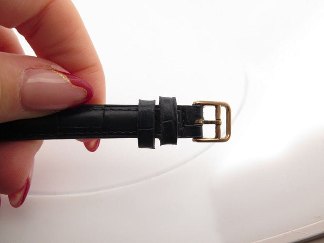 Montre vintage montre HERMES arceau 25mm plaque or bracelet cuir crocodile quartz 58 Facettes 256219