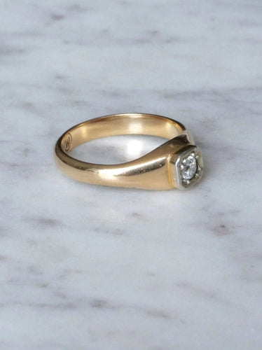 Bague Bague Jonc Solitaire vintage deux ors et diamant 58 Facettes