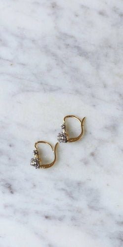 Boucles d'oreilles Dormeuses anciennes en or, platine, et diamants 58 Facettes