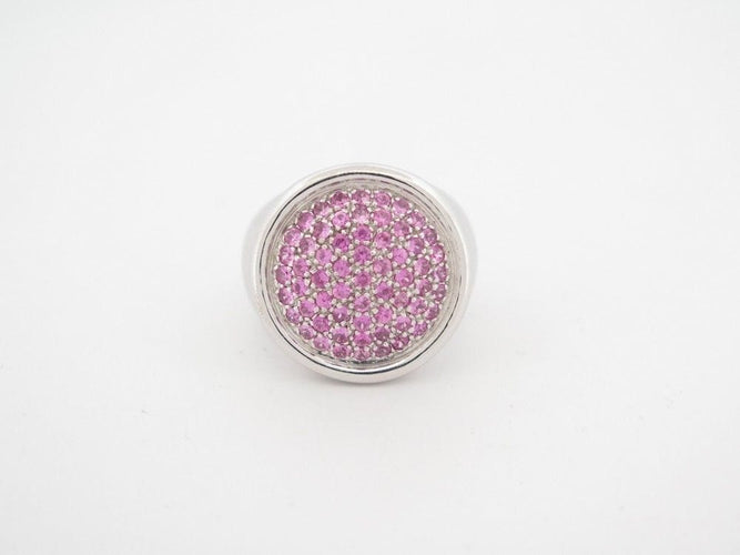 Bague 53 bague PREMIERS JOYAUX bouton or blanc 18k t53 sertie spinelles rose 58 Facettes 249103