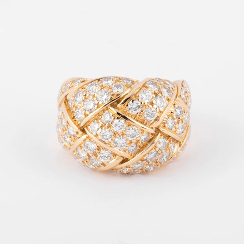 Bague Bague Van Cleef and Arpels motif quadrillage or jaune et diamants 58 Facettes 0