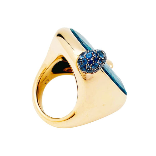 Bague 53 Bague Pomellato, "Le grand bleu", en or rose, chrysocolle et saphirs. 58 Facettes 30878