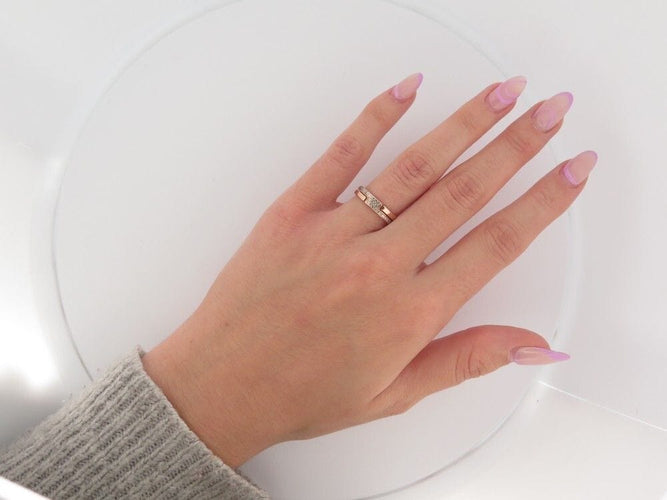 Bague 53 bague DINH VAN seventies pm 222115 53 or rose 18k et diamants 58 Facettes 253895