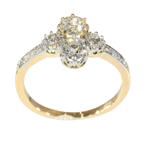 Bague 56 Charm Art Déco de Bague Vintage : platine, or jaune et diamants 58 Facettes 23360-0335