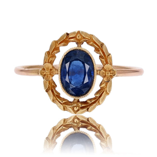 Bague 50 Bague ancienne saphir et sa couronne feuillagée 58 Facettes 23-277