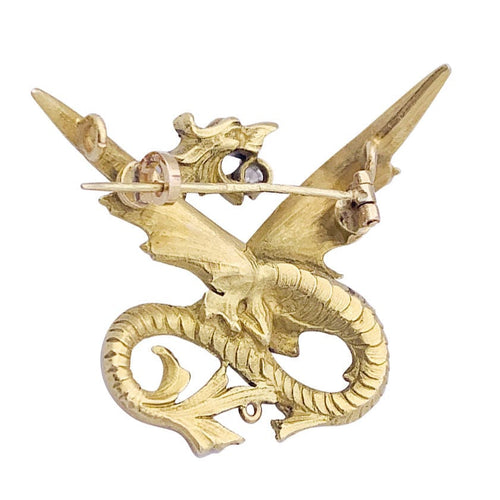 Broche Broche ancienne "Chimère", or jaune et diamant. 58 Facettes 33264