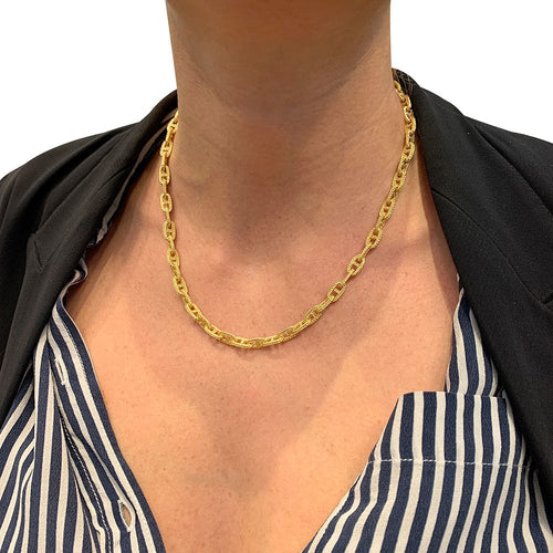 Collier Collier or jaune, maille marine. 58 Facettes 31261