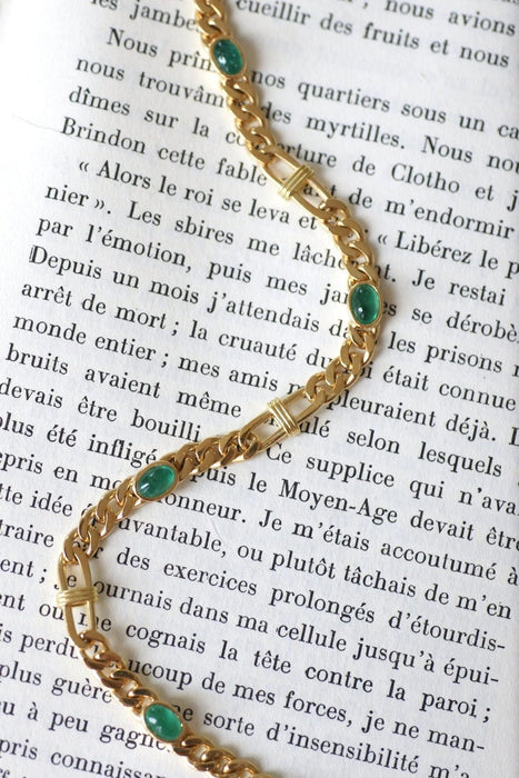 Bracelet Bracelet gourmette or jaune et émeraudes 58 Facettes