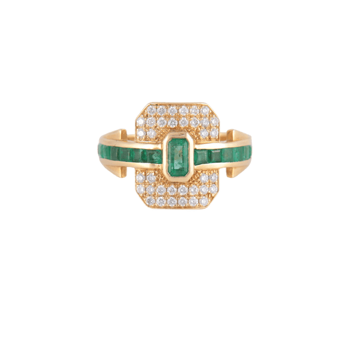 Bague Bague Emeraudes pavage Diamants 58 Facettes 1