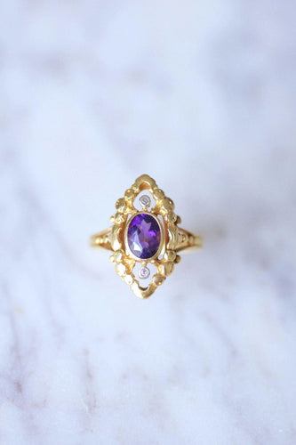 Bague marquise Ancienne diamants et améthyste en or 58 Facettes