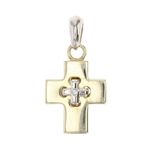 Pendentif Croix or jaune et diamant 58 Facettes 12-075