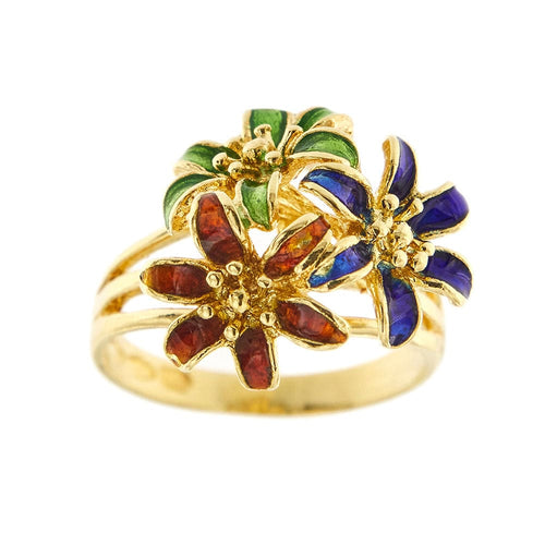 Bague 49 Bague fleurs émaillées 58 Facettes 32423