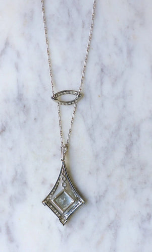 Collier Collier Art Déco Aigue-Marine et diamants 58 Facettes