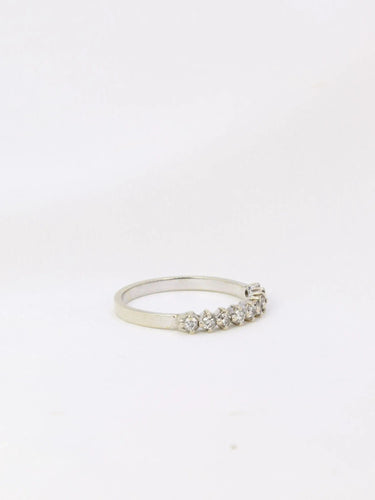 Bague 50.5 Demi-Alliance or blanc diamants 0,3 ct 58 Facettes J75