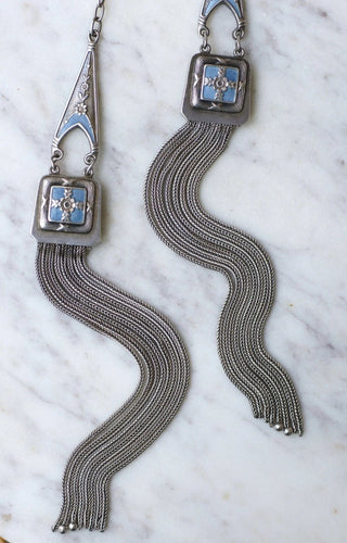 Collier Sautoir cravate argent et émail, Art Déco 58 Facettes