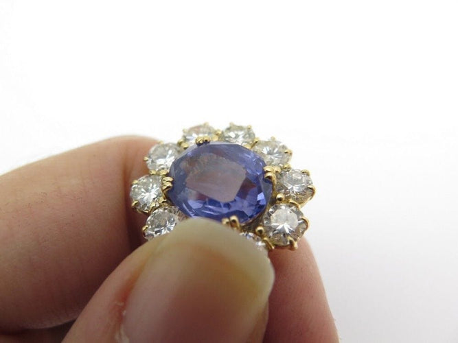 Bague 50 bague marquise taille 48 or jaune 18k sertie saphir 5ct diamants 4ct 58 Facettes 248352