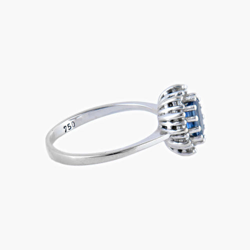 Bague Saphirs / Or Blanc / 48 BAGUE Marguerite « FLEUR » OR & SAPHIR 58 Facettes BO/220062