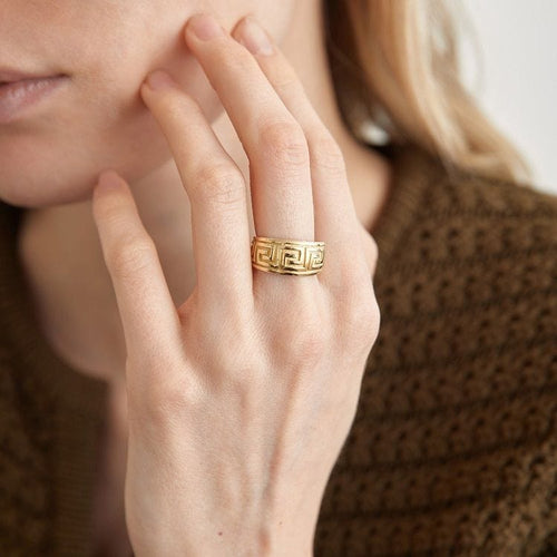 Bague 54 Bague Jonc Or Frise Grecque 58 Facettes